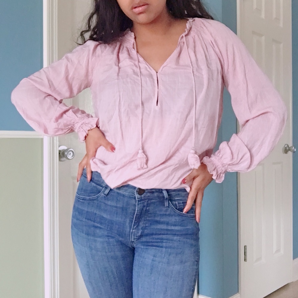 Anthropologie PAIGE tassel long sleeve blouse